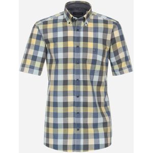 CASA MODA Sport comfort fit overhemd, korte mouw, chambray, geel geruit 49/50