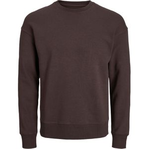 JACK & JONES Bradley sweat crew regular fit, heren sweatshirt katoenmengsel met O-hals, bruin
