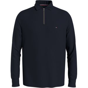 Tommy Hilfiger regular fit heren polo, Dc Zip Ls Reg Polo, blauw