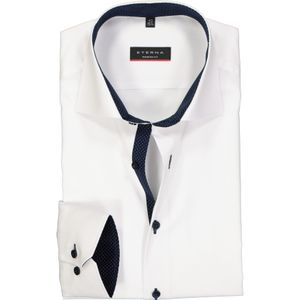 ETERNA modern fit overhemd, fijn Oxford heren overhemd, wit (blauw gestipt contrast)