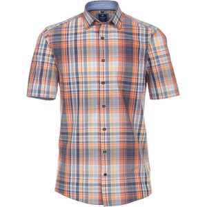 3 voor 99 | Redmond regular fit overhemd, korte mouw, structuur, blauw geruit 39/40