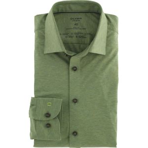 OLYMP 24/7 Level 5 body fit overhemd, tricot, kristalgroen