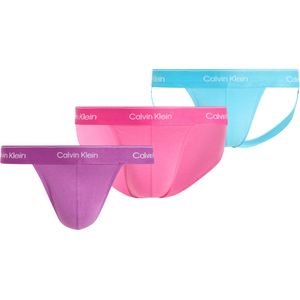 Calvin Klein Thong (3-pack), heren string, roze, paars, lichtblauw -  Maat: S