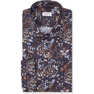 Seidensticker comfort fit overhemd, popeline, bruin dessin