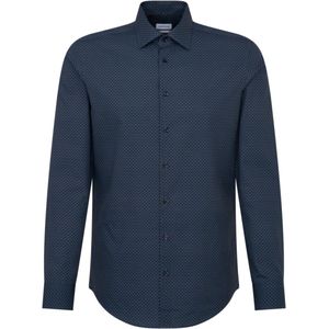Seidensticker x-slim fit overhemd, popeline, blauw dessin 36