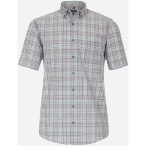 3 voor 99 | Redmond modern fit overhemd, korte mouw, popeline, beige geruit