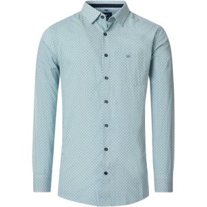 Redmond - Comfort Fit - Overhemd - Blauw met Wit en Groen Dessin - Strijkvriendelijk