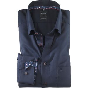 OLYMP Luxor modern fit overhemd, structuur, marineblauw