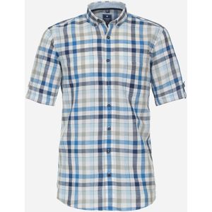 3 voor 99 | Redmond comfort fit overhemd, korte mouw, popeline, blauw geruit 39/40