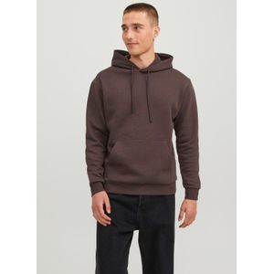 JACK & JONES Bradley sweat hood regular fit, heren hoodie katoenmengsel met capuchon, bruin