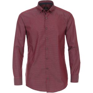 VENTI - Modern Fit - Overhemd - Rood Geruit - Strijkvriendelijk