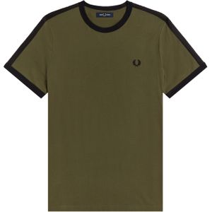 Fred Perry Tonal Tape Ringer regular fit T-shirt M3658, korte mouw O-hals, groen -  Maat: XL