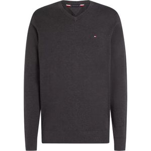 Tommy Hilfiger - ESSENTIAL COTTON V NECK - Gebreide Trui - Donkergrijs - V-hals