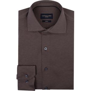 Cavallaro Napoli Piquo Shirt slim fit overhemd, tricot, donkerbruin