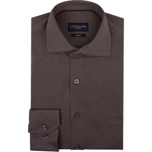 Cavallaro Napoli Piquo Shirt slim fit overhemd, tricot, donkerbruin