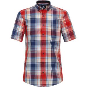 3 voor 99 | Redmond comfort fit overhemd, korte mouw, popeline, rood geruit
