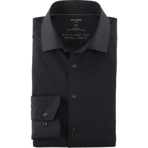 OLYMP Luxor 24/7 modern fit overhemd, popeline, zwart 45