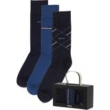 BOSS - Cadeauset Herensokken - Jeansblauw - Donkerblauw - Blauw Geruit - 3-pack