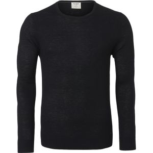 OLYMP Level 5 body fit trui wol met zijde, O-hals, zwart -  Maat: M