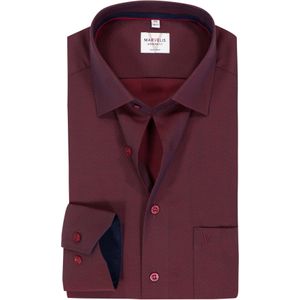 MARVELIS - Modern Fit - Overhemd - Bordeaux Rood - Strijkvrij - Mouwlengte 7