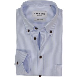 Ledub - Modern Fit - Overhemd - Lichtblauw Gestreept - Strijkvriendelijk