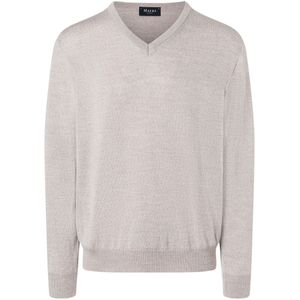 MAERZ Classic Fit heren trui met V-hals wol, grijsblauw