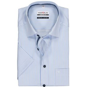 MARVELIS comfort fit overhemd, korte mouw, lichtblauw met wit gestreept (contrast) 42