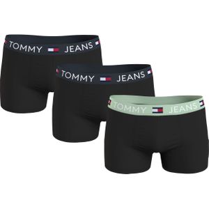 Tommy Hilfiger trunk (3-pack), heren boxers normale lengte, zwart met gekleurde tailleband