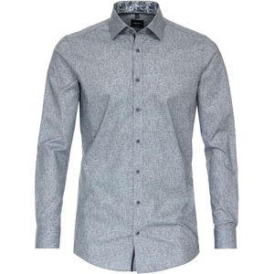 VENTI - Body Fit - Overhemd - Blauw Dessin - Strijkvriendelijk