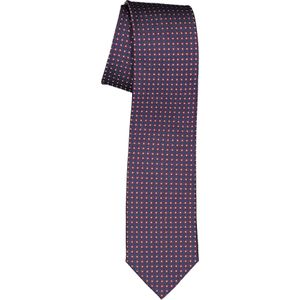 Michaelis  stropdas, zijde, blauw met bordeaux rood en wit dessin -  Maat: One size