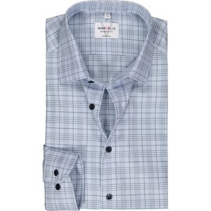MARVELIS modern fit overhemd, mouwlengte 7, popeline, lichtblauw geruit 48