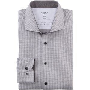 OLYMP 24/7 Level 5 body fit overhemd, tricot, grijs dessin