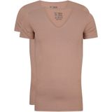 RJ Bodywear Everyday Tilburg T-shirts (2-pack), heren stretch T-shirt diepe V-hals, huidskleur (raw edge) -  Maat: XXL