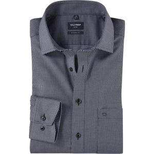 OLYMP modern fit overhemd, mouwlengte 7, structuur, zilvergrijs