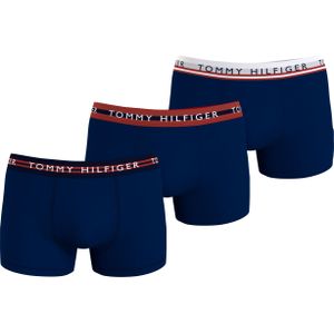 Tommy Hilfiger trunk (3-pack), heren boxers normale lengte, blauw met gekleurde tailleband -  Maat: L