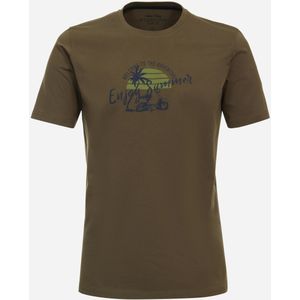 Redmond regular fit T-shirt, korte mouw O-hals, groen (met print) -  Maat: S