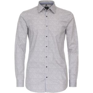 VENTI body fit overhemd, popeline, bruin dessin