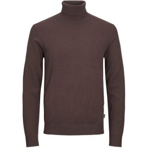 JACK & JONES Emil knit roll neck slim fit, heren pullover viscosemengsel met col, bruin