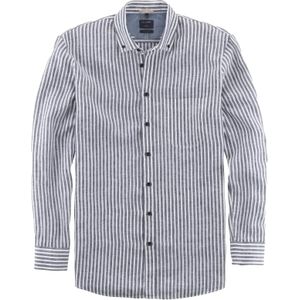 OLYMP Casual modern fit overhemd, structuur, marineblauw gestreept