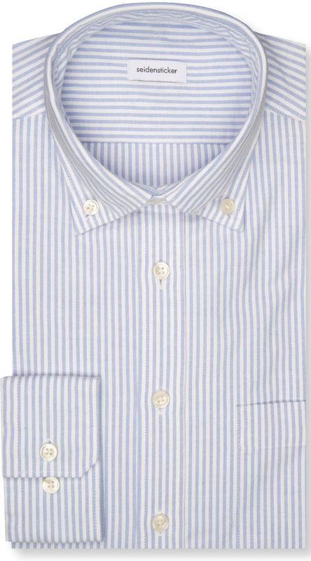 Seidensticker regular fit overhemd, popeline, blauw gestreept