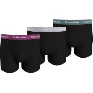 Calvin Klein heren boxers normale lengte (3-pack), zwart met gekleurde tailleband -  Maat: XL