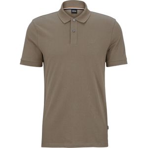 BOSS Pallas regular fit polo, pique, donker beige -  Maat: S