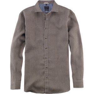OLYMP Casual modern fit overhemd, structuur, olijfgroen dessin