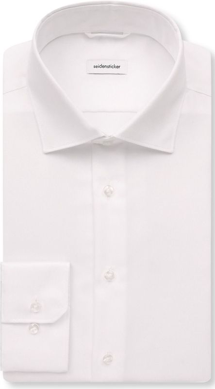 Seidensticker slim fit overhemd, mouwlengte 7, popeline, wit