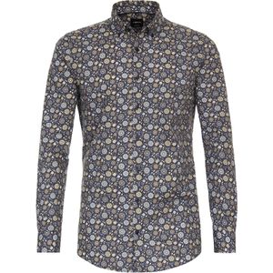 VENTI body fit overhemd, popeline, blauw dessin