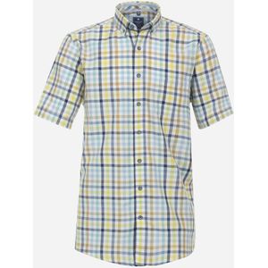 3 voor 99 | Redmond modern fit overhemd, korte mouw, popeline, blauw geruit