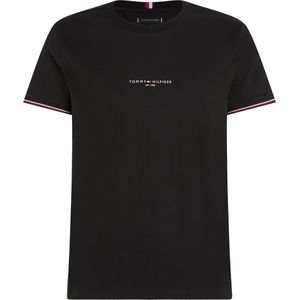 Tommy Hilfiger Tommy Logo Tipped Tee, heren T-shirt korte mouw O-hals, zwart -  Maat: XS