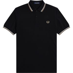 Fred Perry M3600 polo twin tipped shirt, pique, Black / Snow White / Warm Stone -  Maat: XXL