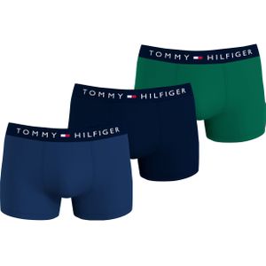 Tommy Hilfiger trunk (3-pack), heren boxers normale lengte, blauw, kobalt, groen