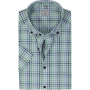 MARVELIS comfort fit overhemd, korte mouw, popeline, groen geruit